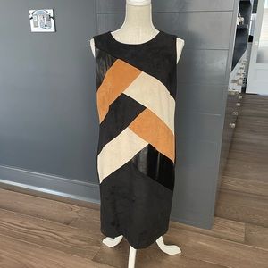 Chico’s  faux suede & Leather shift dress sz Med